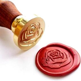img 4 attached to 🌹 VOOSEYHOME Elegant Rose Wax Seal Stamp with Rosewood Handle, Ideal for Decorating Invitation Envelopes, Sealing Letters, Posters, Cards, Snail Mail, and Gift Packaging. Perfect for Birthday Parties, Themed Weddings, and Signature