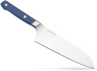 misen santoku knife: 7.5 inch japanese style kitchen knife - blue, high carbon stainless steel logo