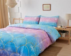 img 2 attached to 🧜 Namoxpa Mermaid Fish Scales Bedding Comforter Set: Twin Size, Magical Colorful Pattern with Fish Scale Net, Pink Blue Gold Mermaid Skin Surface, Includes 2 Pillow Shams