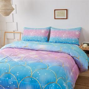 img 3 attached to 🧜 Namoxpa Mermaid Fish Scales Bedding Comforter Set: Twin Size, Magical Colorful Pattern with Fish Scale Net, Pink Blue Gold Mermaid Skin Surface, Includes 2 Pillow Shams