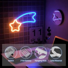 img 3 attached to 🌟 Vibrant Meteor-inspired Neon Sign: Battery or USB Powered LED Wall Lighting for Bedrooms - A Must-Have Decoration for Adults and Kids