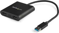 🖥️ startech.com usb 3.0 to dual hdmi adapter - 4k 30hz & 1080p - external video & graphics card - usb type-a to hdmi dual monitor display adapter - windows only - black (usb32hd2) logo