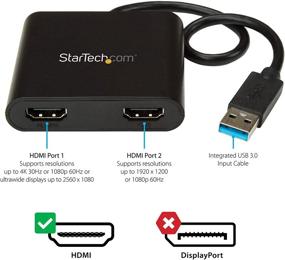 img 3 attached to 🖥️ StarTech.com USB 3.0 to Dual HDMI Adapter - 4K 30Hz & 1080p - External Video & Graphics Card - USB Type-A to HDMI Dual Monitor Display Adapter - Windows Only - Black (USB32HD2)