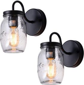 img 4 attached to 2-Pack XIPUDA Hallway Wall Sconce, Farmhouse Porch Wall Light Fixture, Bathroom Vanity Light, Mason Jar Wall Lamp for Bed-Side, Storage Room, Dining Table