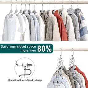 img 2 attached to 👔 Crozzy Clothes Hangers: Ultimate Space-Saving Metal Magic Hanger Organizer for Closet System - Silver (6 PCS)