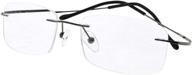 👓 stylish eyekepper titanium rimless reading glasses for men and women - gunmetal +0.75 logo