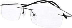 img 4 attached to 👓 Stylish Eyekepper Titanium Rimless Reading Glasses for Men and Women - Gunmetal +0.75