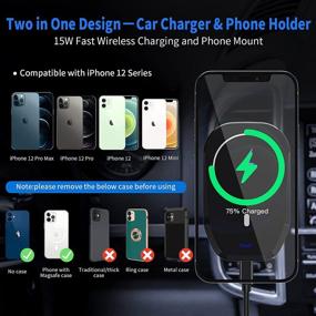 img 3 attached to 🔌 Udaily Magnetic Wireless Car Charger - 15W Qi Car Charger | Fast Wireless Car Charger Air Vent Dashboard Mount | Compatible with iPhone 12/12 Mini/12 Pro/12 Pro Max