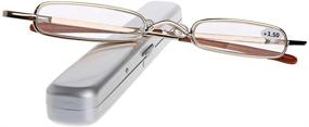 img 2 attached to 👓 2-Pack Metal Slim Reading Glasses with Spring Hinge for Women and Men - Small Portable Readers +2.0