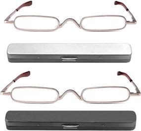 img 4 attached to 👓 2-Pack Metal Slim Reading Glasses with Spring Hinge for Women and Men - Small Portable Readers +2.0