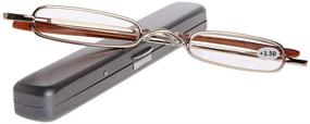 img 3 attached to 👓 2-Pack Metal Slim Reading Glasses with Spring Hinge for Women and Men - Small Portable Readers +2.0