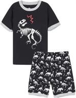 👻 myfav big boys glow in dark skull pjs cotton sleepwear comfy pajama shorts sets: trendy and comfortable nightwear for boys logo