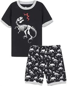 img 4 attached to 👻 MyFav Big Boys Glow in Dark Skull Pjs Cotton Sleepwear Comfy Pajama Shorts Sets: Trendy and Comfortable Nightwear for Boys
