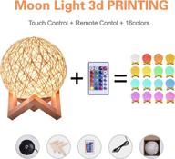 huaqinzm night light for kids, 5.9 inch led globe rattan ball moon light with solid wood base, dimmable led projector night lamp - remote controlled логотип