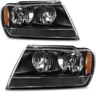 фара autosaver88 для jeep grand cherokee 1999-2004 с черным корпусом oe логотип
