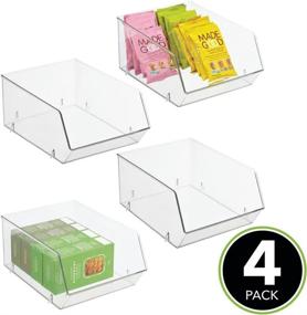 img 3 attached to 📦 mDesign Clear Plastic Stacking Storage Bin for Kitchen Cabinet, Pantry, Shelf, Fridge/Freezer - Organizer for Fruits, Potatoes, Onions, Drinks, Snacks, Pasta - Extra Deep 11 inch, Pack of 4