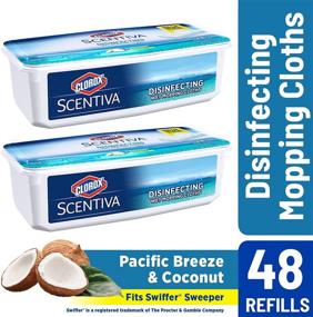 img 2 attached to 🌴 Clorox Scentiva Disinfecting Wet Mopping Cloths, Pacific Breeze and Coconut - 2 Packs of 24 Refills