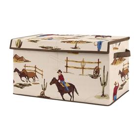 img 4 attached to 🤠 Stylish Tan and Red Western-Inspired Cowboy Toy Bin Storage for Nursery or Kids Room