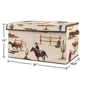 img 3 attached to 🤠 Stylish Tan and Red Western-Inspired Cowboy Toy Bin Storage for Nursery or Kids Room