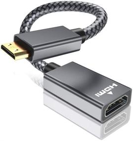 img 4 attached to 🔌 Mini HDMI Male to HDMI Female Adapter 4K/60Hz 0.67FT – Type C HDMI 2.0 Connector for DSLR, Camcorder, Graphics, Laptop, Projector