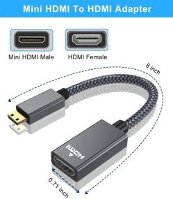 img 2 attached to 🔌 Mini HDMI Male to HDMI Female Adapter 4K/60Hz 0.67FT – Type C HDMI 2.0 Connector for DSLR, Camcorder, Graphics, Laptop, Projector