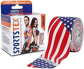 img 2 attached to 🏋️ Korean Made Sports Tex Kinesiology Tape, 5cm X 5M, US Flag Design, Single Roll - Available in Various Colors: Black, Beige, Purple, Pink, Blue, Camo