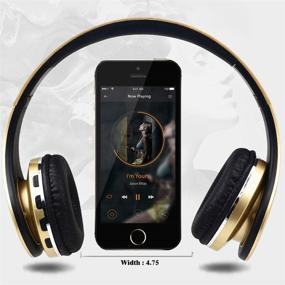 img 2 attached to 🎧 Gold Bluetooth Headphones Wireless with Mic, LED Light Up, Stereo Sound - Ideal for Kids to Adults, Cellphone, Tablets, Computer