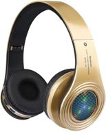 🎧 gold bluetooth headphones wireless with mic, led light up, stereo sound - ideal for kids to adults, cellphone, tablets, computer logo