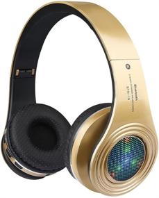 img 4 attached to 🎧 Gold Bluetooth Headphones Wireless with Mic, LED Light Up, Stereo Sound - Ideal for Kids to Adults, Cellphone, Tablets, Computer