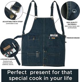 img 1 attached to 👩 Stylish Vantoo Blue Denim Apron for Women and Men, with Convenient Pockets for Chef Kitchen Cooking