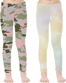 img 4 attached to 👧 V GRIN Stretch Leggings for Girls - Camo & Tie Dye Patterns