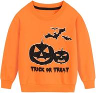 halloween skeleton glow-in-the-dark sweatshirts for toddler boys & girls, pumpkin shirts 2-7 years logo