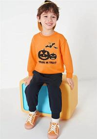 img 2 attached to Halloween Skeleton Glow-in-the-Dark Sweatshirts for Toddler Boys & Girls, Pumpkin Shirts 2-7 Years