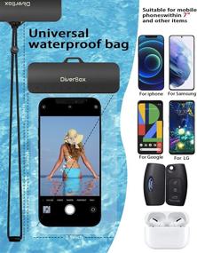 img 1 attached to 📱 Universal Waterproof Case: Diverbox Cellphone Dry Bag for iPhone XR XS Max, Samsung Galaxy, Google LG, Up to 7.0