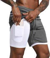 🏋️ leidowei men's 2 in 1 workout running shorts lightweight training yoga gym 7" short with zipper pockets: versatile and convenient activewear for men логотип