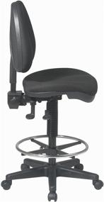 img 2 attached to 🪑 Black Office Star Deluxe Ergonomic Drafting Chair with Lumbar Support, Adjustable Footring and Pneumatic Back