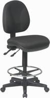 🪑 black office star deluxe ergonomic drafting chair with lumbar support, adjustable footring and pneumatic back logo