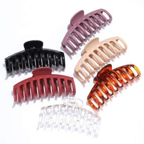 img 1 attached to 💇 Stylish and Secure Hair Claw Clips: 4 Inch Jumbo Claw Clamps for Thick Hair - Set of 6