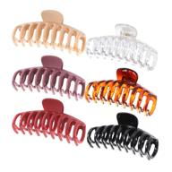 💇 stylish and secure hair claw clips: 4 inch jumbo claw clamps for thick hair - set of 6 logo