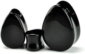 img 1 attached to 🔮 Mystic Metals Black Onyx Stone Teardrop Plugs - Sold as a Pair - Body Jewelry