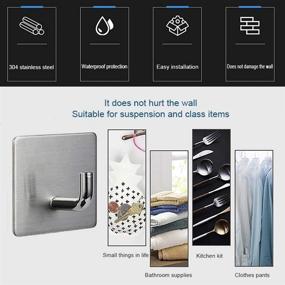 img 3 attached to 🧲 Meirenda Self Adhesive Wall Hooks - Removable, Heavy Duty Towel Sticky Hooks for Bathroom, Office, Home, Kitchen, Bags
