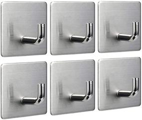 img 4 attached to 🧲 Meirenda Self Adhesive Wall Hooks - Removable, Heavy Duty Towel Sticky Hooks for Bathroom, Office, Home, Kitchen, Bags