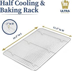 img 3 attached to 🔥 100% Stainless Steel Wire Cooling Rack for Baking - Oven-Safe, Dishwasher-Safe - Heavy Duty Cooling and Oven Cooking Rack - 11.5 x 16.5-inch Tight-Wire Baking Rack for Half Sheet Pans
