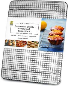 img 4 attached to 🔥 100% Stainless Steel Wire Cooling Rack for Baking - Oven-Safe, Dishwasher-Safe - Heavy Duty Cooling and Oven Cooking Rack - 11.5 x 16.5-inch Tight-Wire Baking Rack for Half Sheet Pans