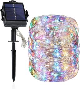 img 4 attached to Heaffey Solar String Lights: 40ft 120 LED 8 Modes Silver 🌈 Wire Outdoor Fairy Lighting – Waterproof, Multicolor, Ideal for Christmas Wedding Party Decoration!