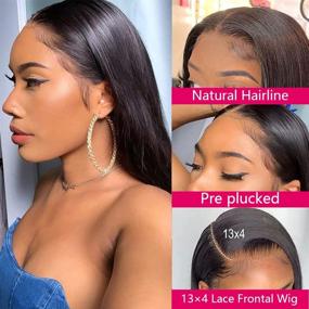 img 3 attached to Lace Front Human Hair Wig Straight 13x4 HD Lace Frontal Pre Plucked with Baby Hair 150% Density Brazilian Virgin Wig for Black Women Natural Color (18 Inch)