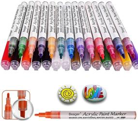 img 4 attached to 🎨 Beager 30-Pack Waterproof Acrylic Paint Pens for Rock, Stone, Ceramic, Glass, Wood, Canvas - 1-3mm Reversible Tip, Professional Permanent Paint Markers