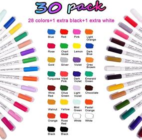 img 3 attached to 🎨 Beager 30-Pack Waterproof Acrylic Paint Pens for Rock, Stone, Ceramic, Glass, Wood, Canvas - 1-3mm Reversible Tip, Professional Permanent Paint Markers