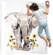 🌻 super soft cozy fleece sunflower elephant blanket - reversible animal bedding throw blanket for baby adults couch sofa - size: 40x50 inch logo