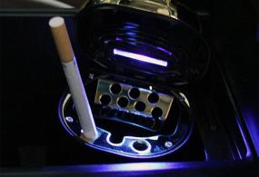 img 1 attached to 🚬 Пепельница Panegy для автомобиля без дыма с крышкой и синим светодиодным светом - портативная подставка для стакана для курильщиков сигар на открытом воздухе.